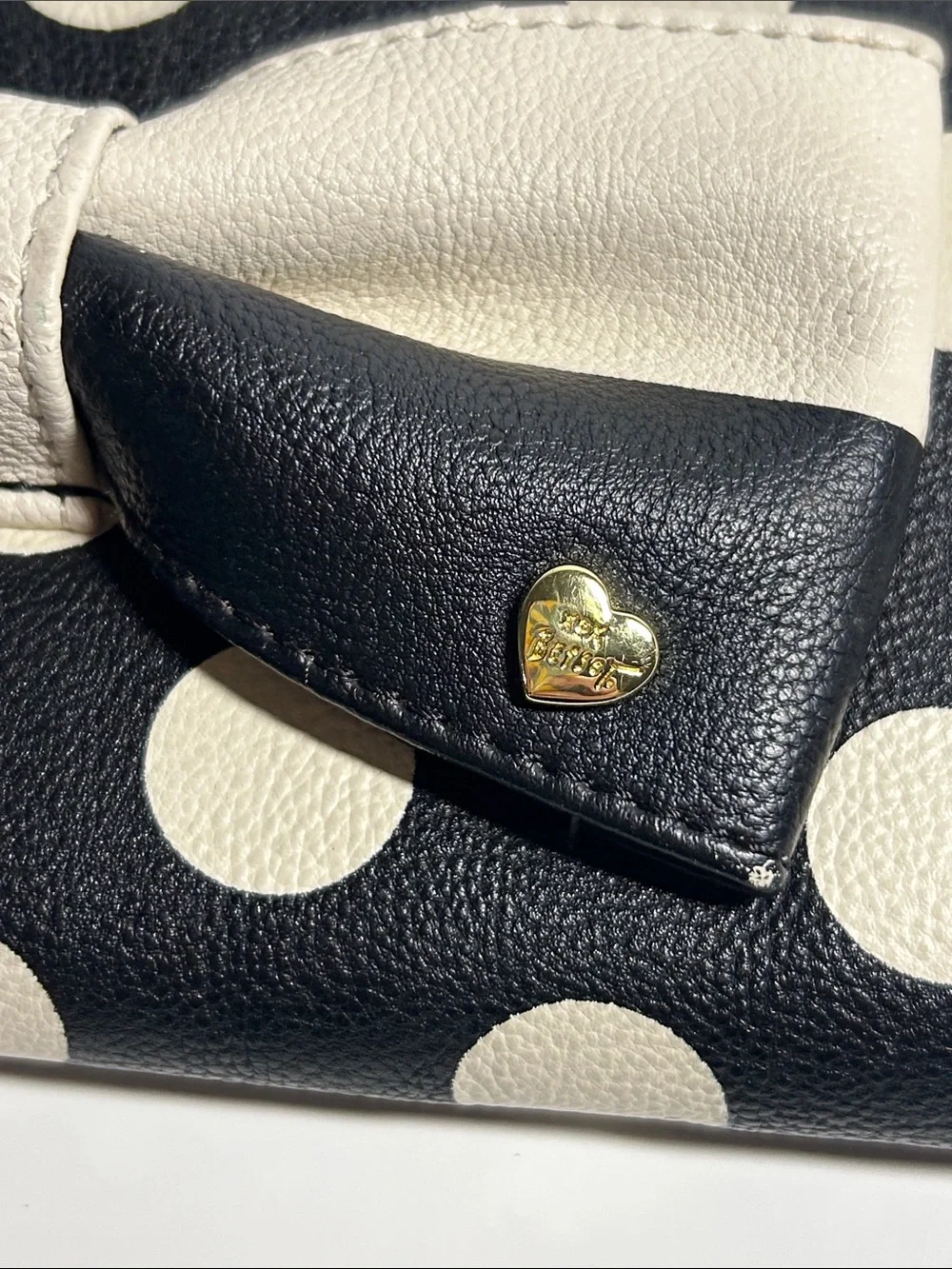Betsey Johnson Black & Cream Polka Dot Bow Wristlet